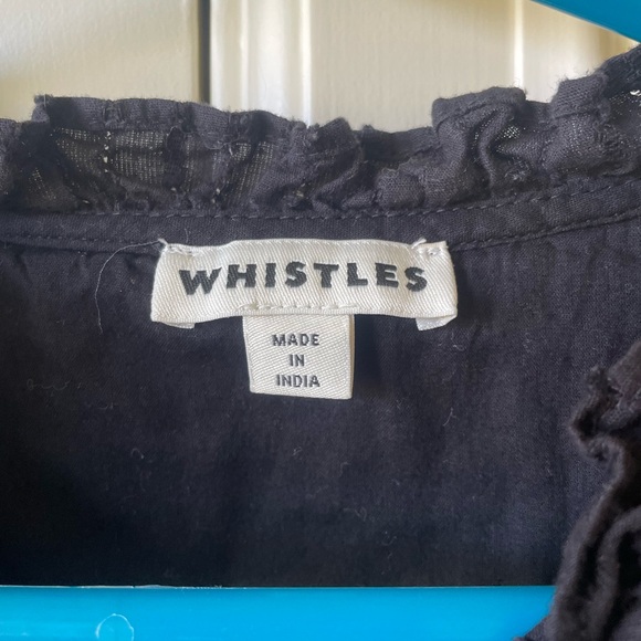 NWOT WHISTLES Black Pintuck Frill Cotton Dress Size 6 - Picture 6 of 9